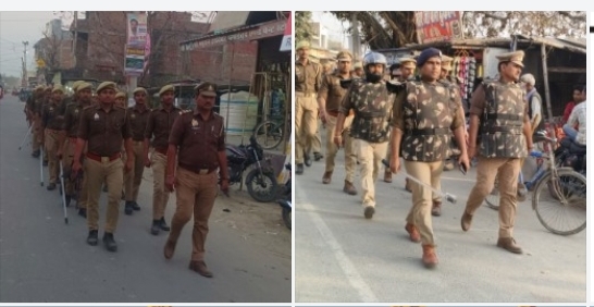 त्योहार से पहले सीमा पर सख्ती: तरयासुजान में सीओ के नेतृत्व में फ्लैग मार्च, संदिग्धों की सघन चेकिंग