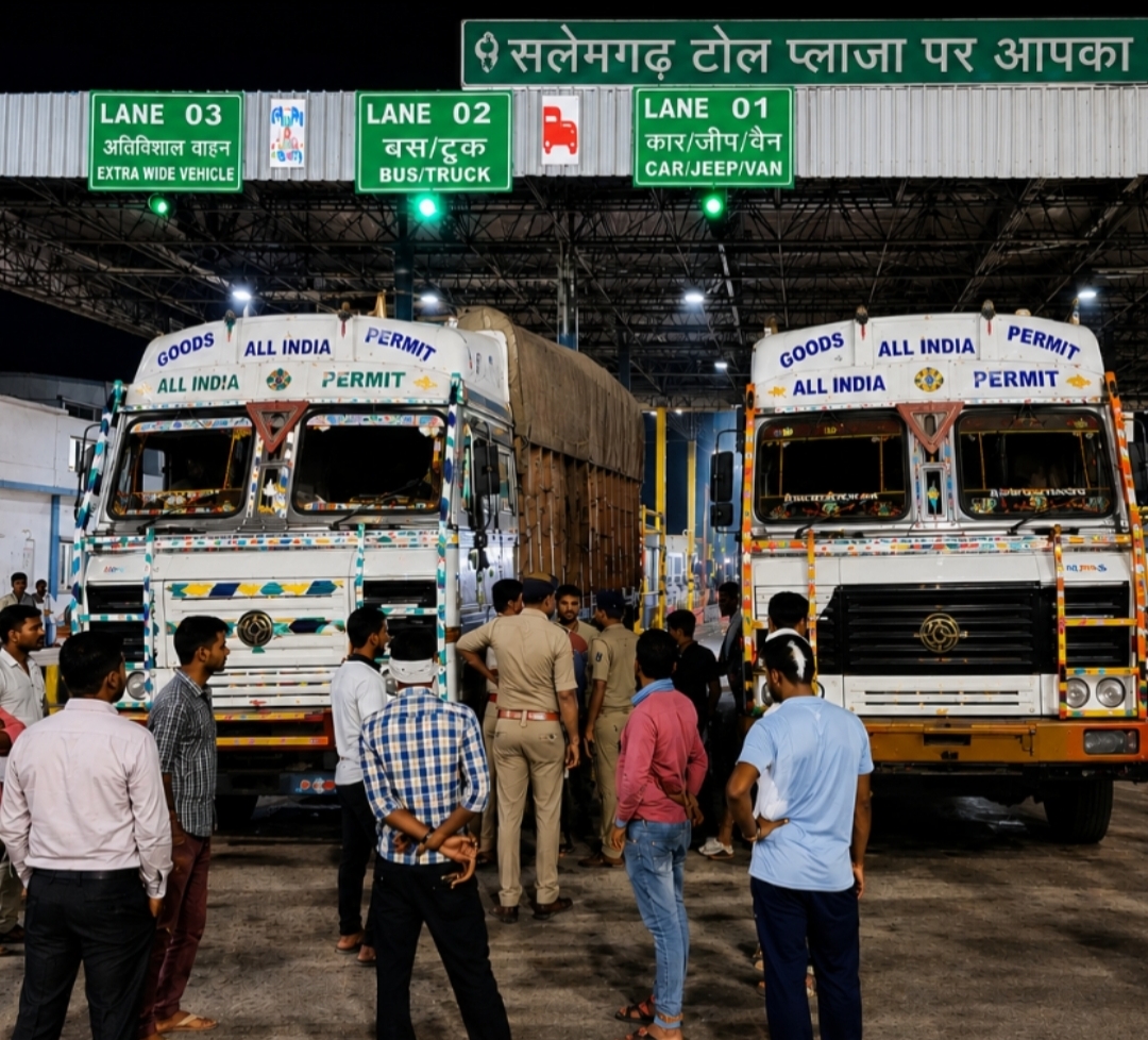 टोल प्लाजा पर ग्रामीणों ने पकड़ी दो ओवरलोड ट्रेलर ट्रक, प्रशासन ने किया सीज; टोल प्रबंधन और जीएसटी विभाग पर उठे सवाल