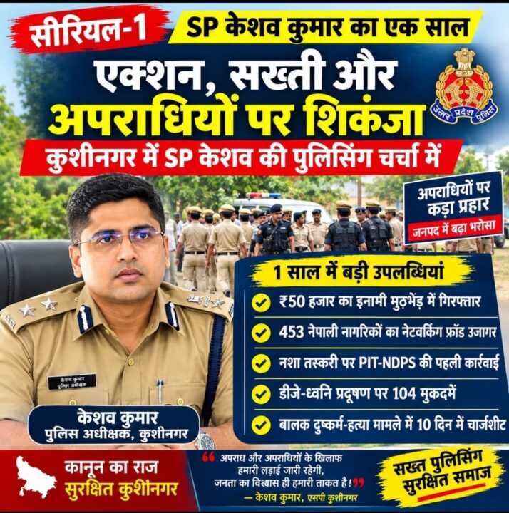 सीरियल-1 | SP केशव कुमार का एक साल एक साल…एक्शन हजार! अपराधियों पर कसता शिकंजा, कुशीनगर में SP केशव की ‘सख्त पुलिसिंग’ चर्चा में